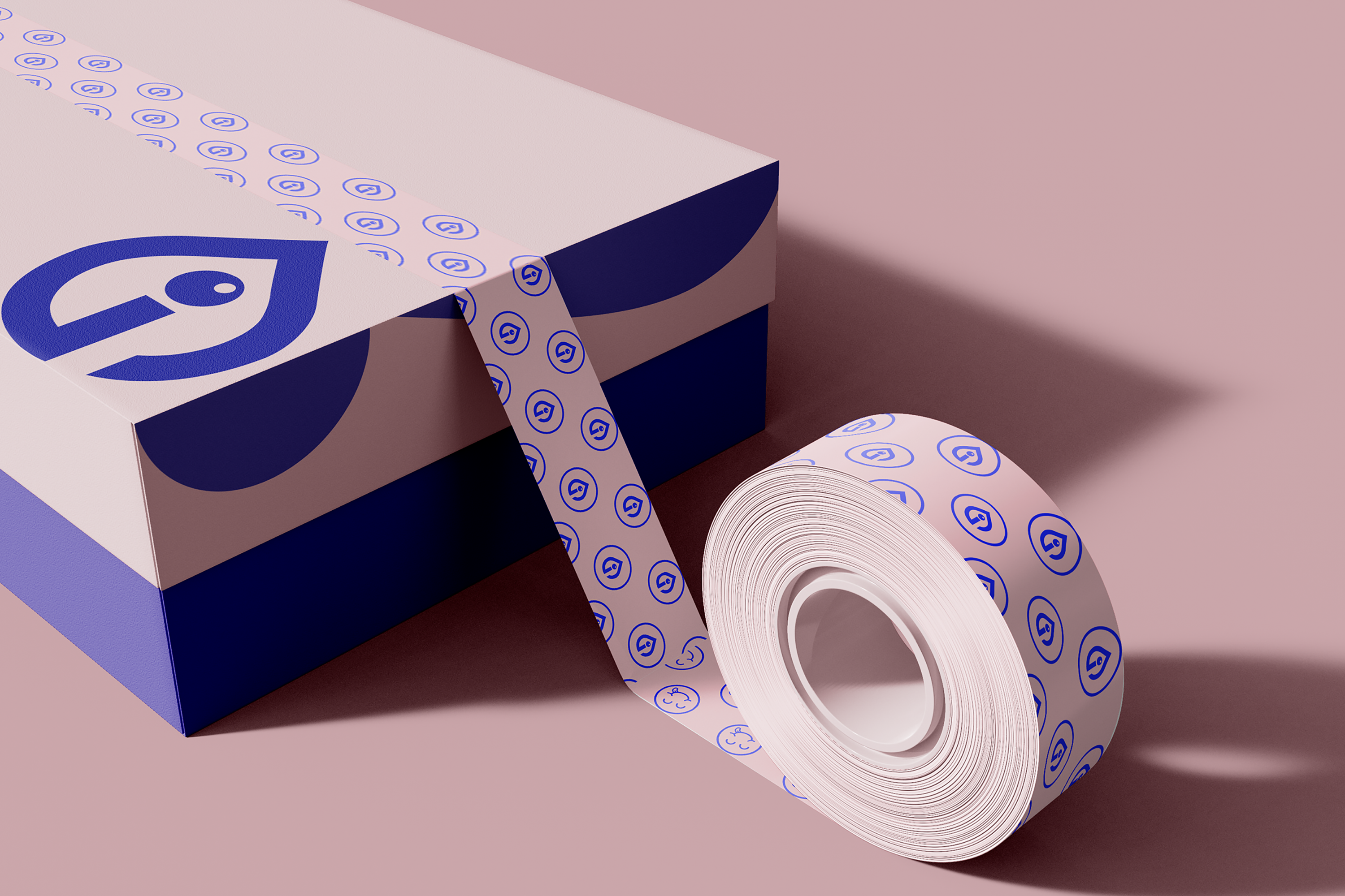 Inkgility branded roll labels: continuous roll of printed adhesive labels with the brand mark and repeat pattern